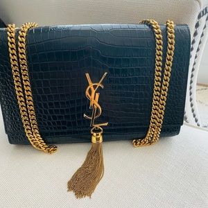 COPY - COPY - YSL BAG TASSEL IN EMBOSSED CROCODILE SHINY LEATHER 100% AUTHENTIC!